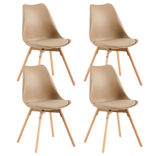 Lot de 4 chaises de salle à manger rembourrées avec bois massif Assise Dossier pour salle à manger, salon, chambre à coucher, salle de conférence Kaki