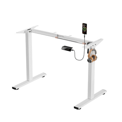 Pied Bureau Assis Debout, Bureau Assis Debout Électrique pour Plateaux de 110-160 CM avec Port de Charge USB, Bureau Reglable en Hauteur Electrique Blanc