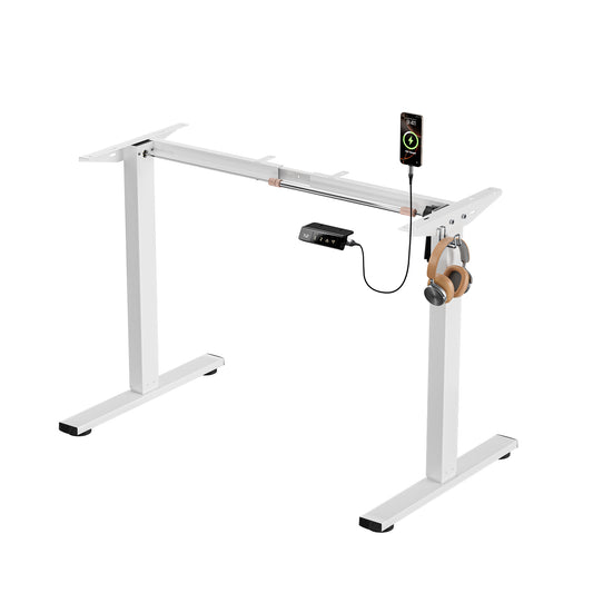 Pied Bureau Assis Debout, Bureau Assis Debout Électrique pour Plateaux de 110-160 CM avec Port de Charge USB, Bureau Reglable en Hauteur Electrique Blanc