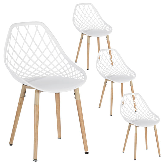 Lot de 4 chaises de salle à manger en plastique blanc avec un design ajouré