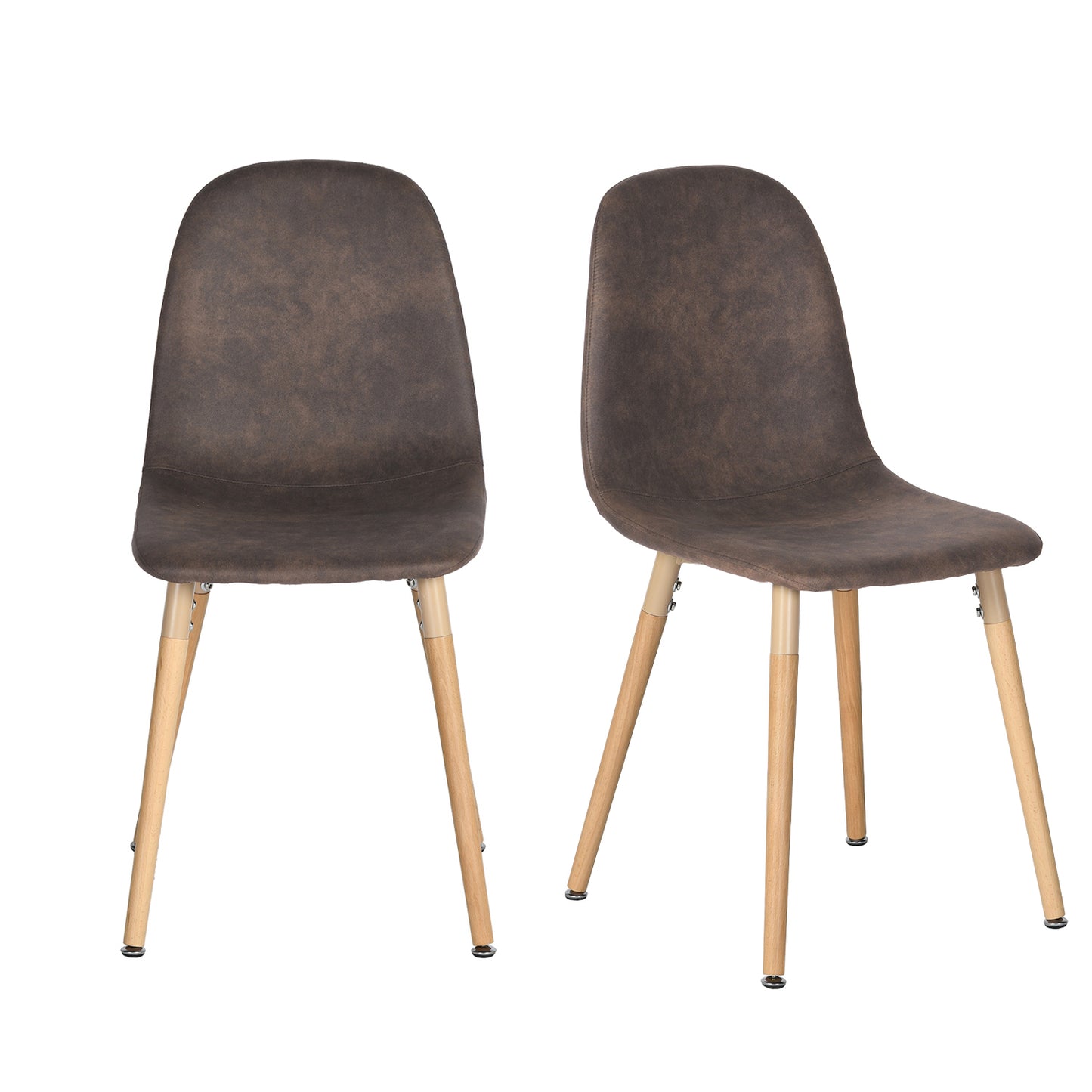 Lot de 2 chaises de salle à manger en cuir synthétique noir, avec des pieds en bois