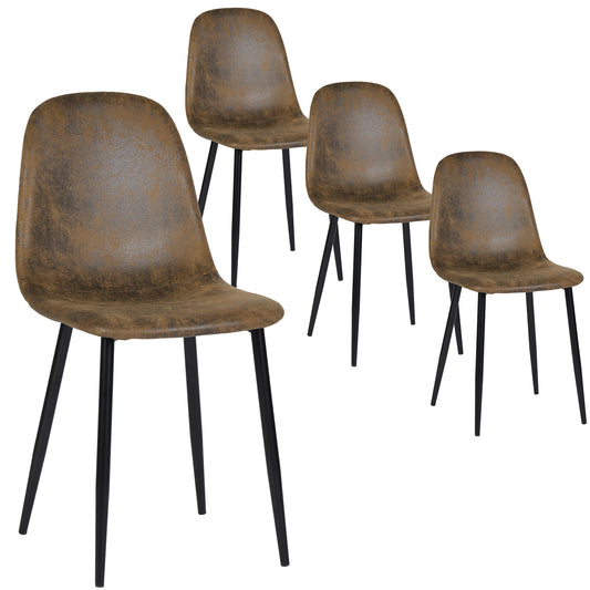 Chaises de Salle à Manger en Daim avec Pieds en Métal - Marron