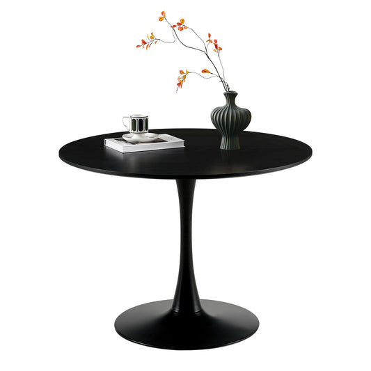 Table de salle à manger ronde moderne, table de bar, pour cuisine, salon, bureau, 2 à 4 personnes, diamètre 100 cm, noir