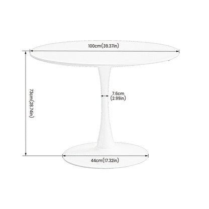 Table à Manger Ronde Moderne, Table de Bar, Bureau, Convient pour la Cuisine, Manger, Salon et Bureau, pour 2 à 4 Personnes, Diamètre 100 cm--Blanc