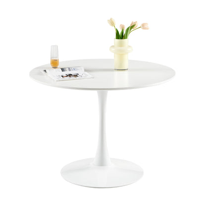 Table à Manger Ronde Moderne, Table de Bar, Bureau, Convient pour la Cuisine, Manger, Salon et Bureau, pour 2 à 4 Personnes, Diamètre 100 cm--Blanc