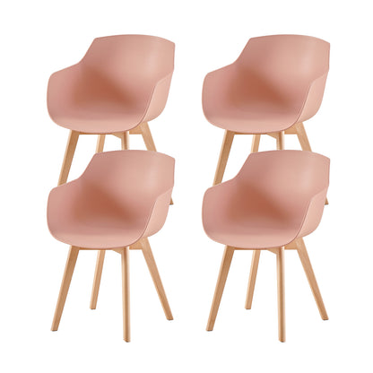 Lot de 4 Chaises de Salle à Manger, Fauteuils Scandinaves Design Rétro avec Pieds en Hêtre Solide - Rose Fumé