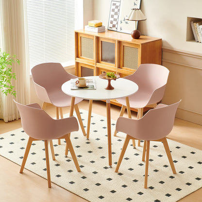 Lot de 4 Chaises de Salle à Manger, Fauteuils Scandinaves Design Rétro avec Pieds en Hêtre Solide - Rose Fumé