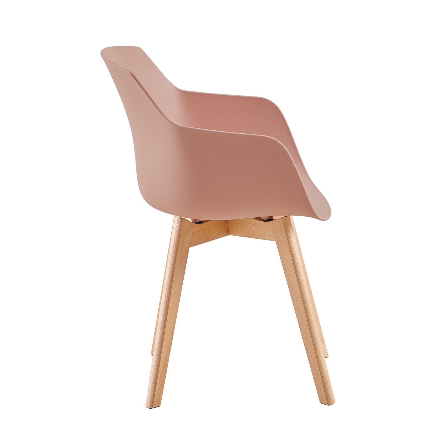 Lot de 4 Chaises de Salle à Manger, Fauteuils Scandinaves Design Rétro avec Pieds en Hêtre Solide - Rose Fumé