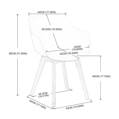 Lot de 4 Chaises de Salle à Manger, Fauteuils Scandinaves Design Rétro avec Pieds en Hêtre Solide - Rose Fumé