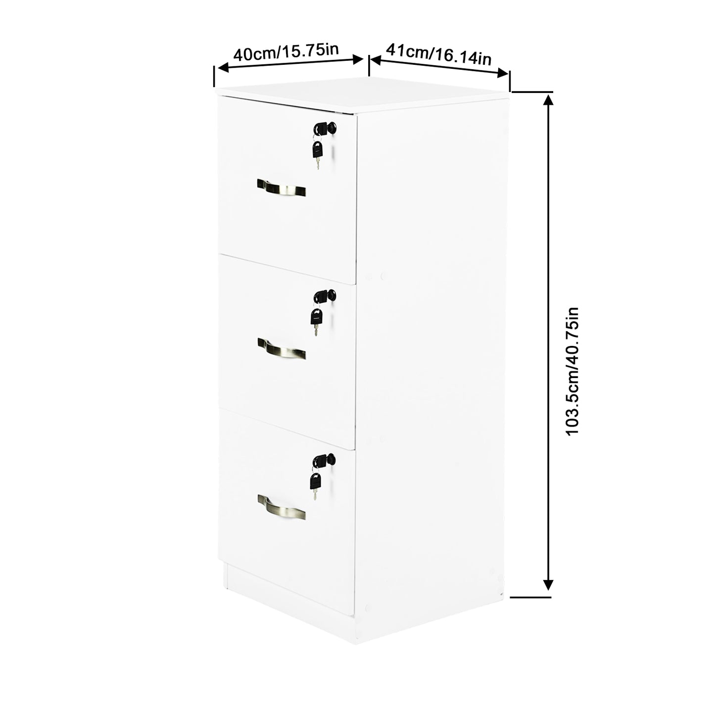 Caisson à roulettes verrouillable avec 3 tiroirs, barres de suspension réglables pour dossiers suspendus au format A4 et lettre