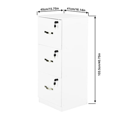 Caisson à roulettes verrouillable avec 3 tiroirs, barres de suspension réglables pour dossiers suspendus au format A4 et lettre