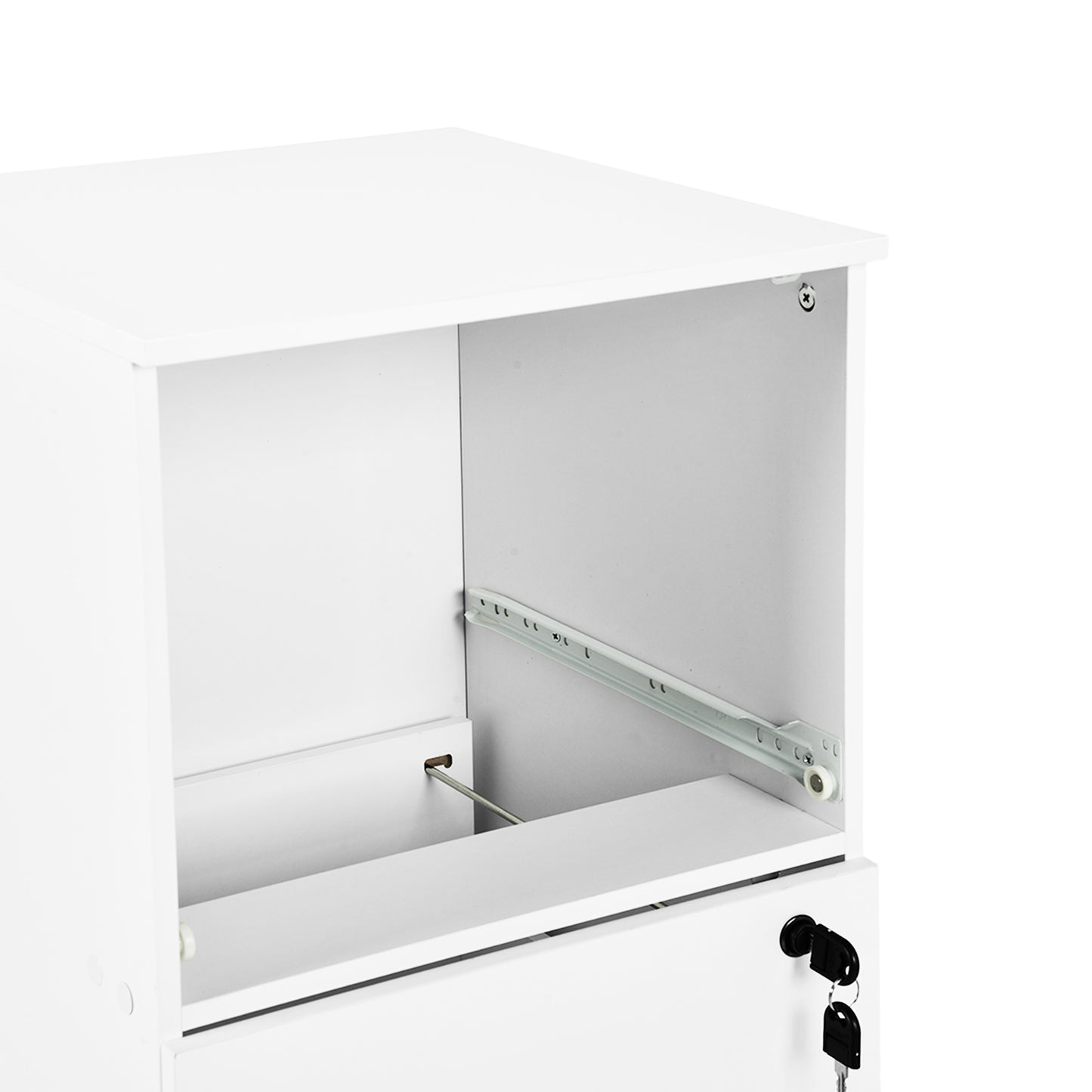 Caisson à roulettes verrouillable avec 3 tiroirs, barres de suspension réglables pour dossiers suspendus au format A4 et lettre