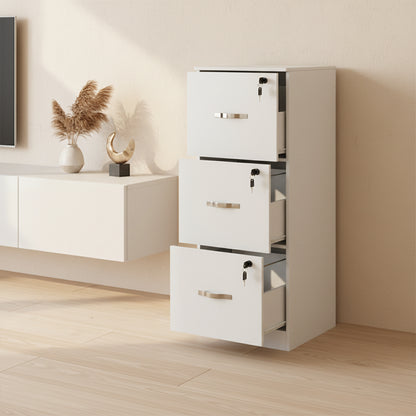 Caisson à roulettes verrouillable avec 3 tiroirs, barres de suspension réglables pour dossiers suspendus au format A4 et lettre