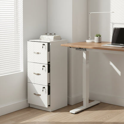 Caisson à roulettes verrouillable avec 3 tiroirs, barres de suspension réglables pour dossiers suspendus au format A4 et lettre