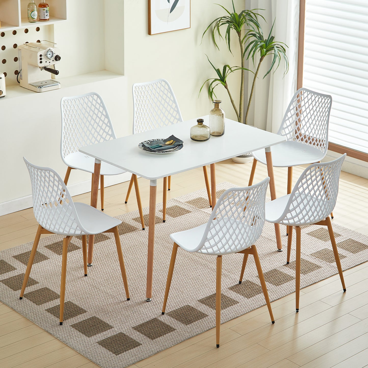 Lot de 4 Chaises Design Blanc Plastique Scandinave Chaise de Salle à manger