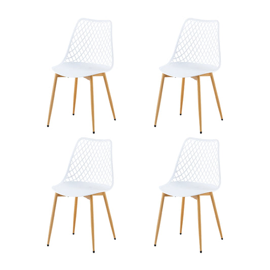 Lot de 4 Chaises Design Blanc Plastique Scandinave Chaise de Salle à manger