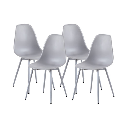 Lot de 4 chaises de salle à manger - Style scandinave - 46x50x85cm - Gris - Pieds en métal