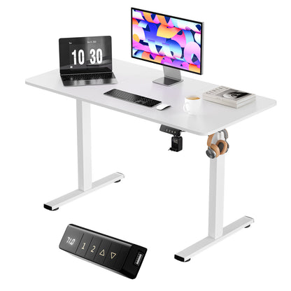 Bureau Assis Debout Électrique, Bureau Reglable en Hauteur Electrique avec Port de Charge USB et Fonctions Mémoires Bureau Gaming Assis Debout Bureau Blanc, 120x60 CM