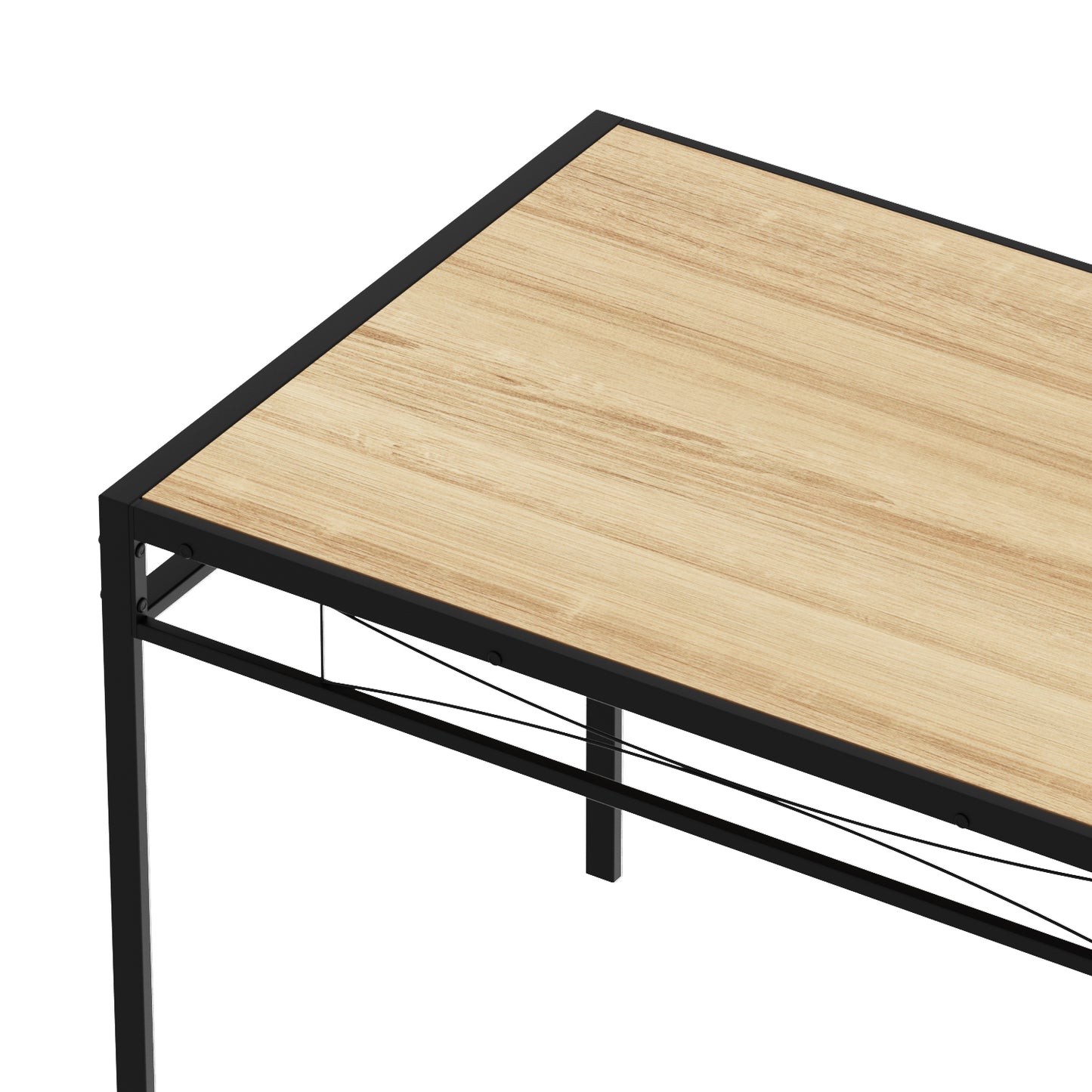 Table à Manger Rectangulaire de Style Industriel avec Plateau Effet Chêne et Pieds en Métal Noir - 110 x 70 x 75 cm