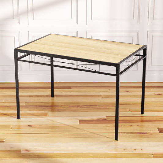 Table à Manger Rectangulaire de Style Industriel avec Plateau Effet Chêne et Pieds en Métal Noir - 110 x 70 x 75 cm