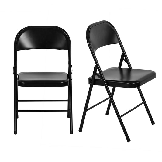 Lot de 2 Chaises pliantes noires en métal Style Industriel