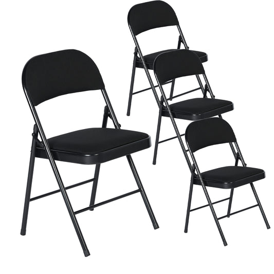 Lot de 4 Chaises pliantes noires en fellce + métal Style Industriel