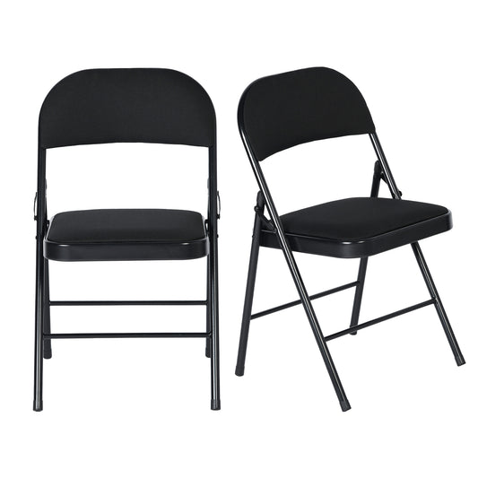 Lot de 2 Chaises Pliantes Noires en Fellce + Métal Style Industriel