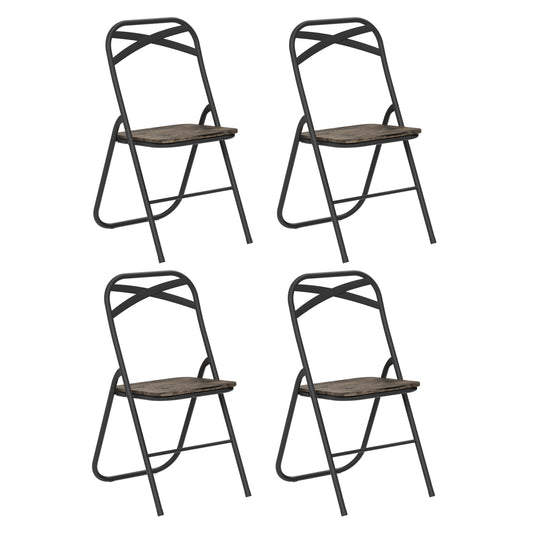 Lot de 4 Chaises Pliantes Marron en métal Style Industriel