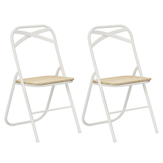 Lot de 2 Chaises Pliantes Chêne en métal Style Industriel Lot de 2 Chaises Pliantes Chêne en métal Style Industriel