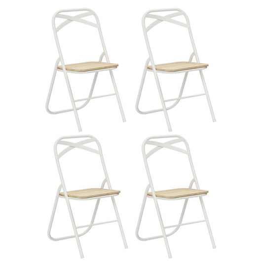 Lot de 4 Chaises Pliantes Chêne en métal Style Industriel