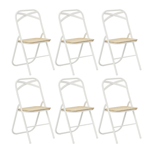 Lot de 6 Chaises Pliantes Chêne en métal Style Industriel