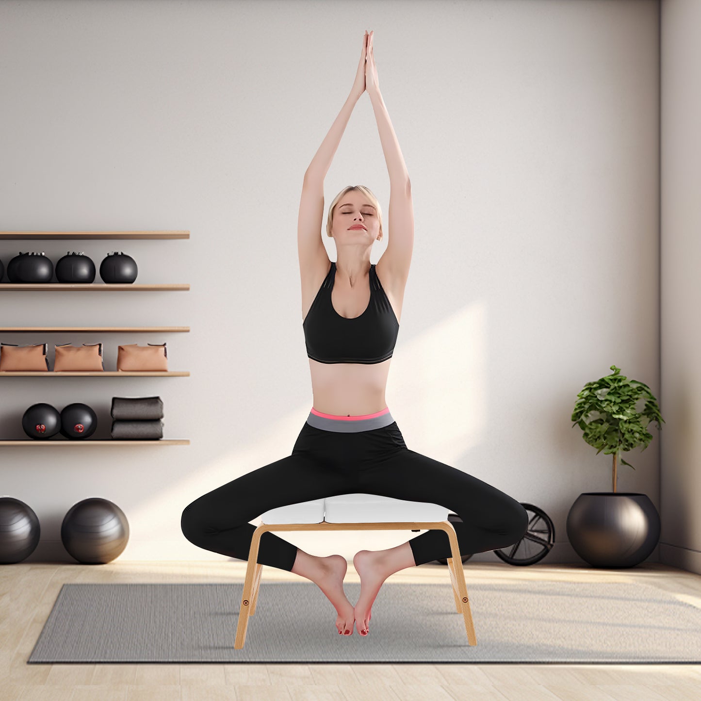 Banc de yoga pour la maison, tapis de méditation pour le yoga, tapis de méditation pour la maison, banc de yoga pour la gym, blanc