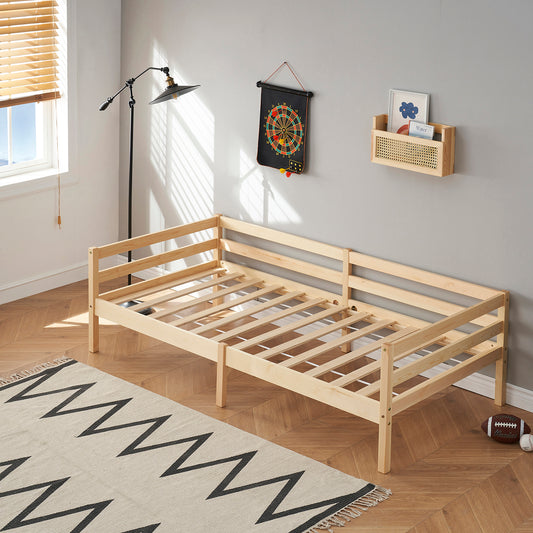 Structure de Lit Simple Style Scandinave - 90x190 cm - Couleur Bois