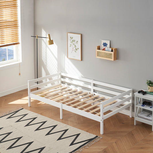 Structure de Lit Simple Style Scandinave - 90x190 cm - Blanc