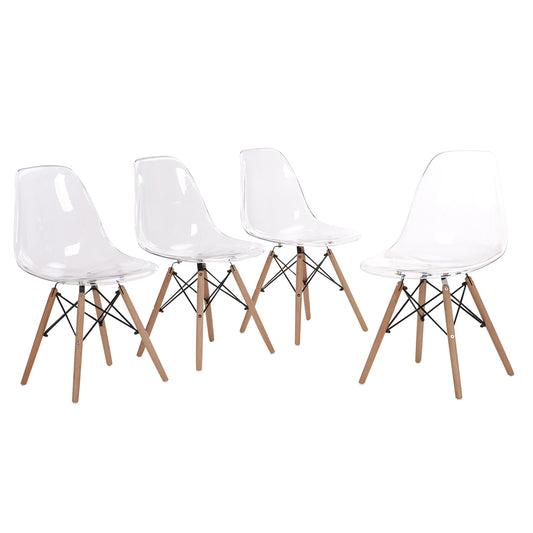 Lot de 4 Chaises Scandinaves Transparentes - Chaises de Salle à Manger