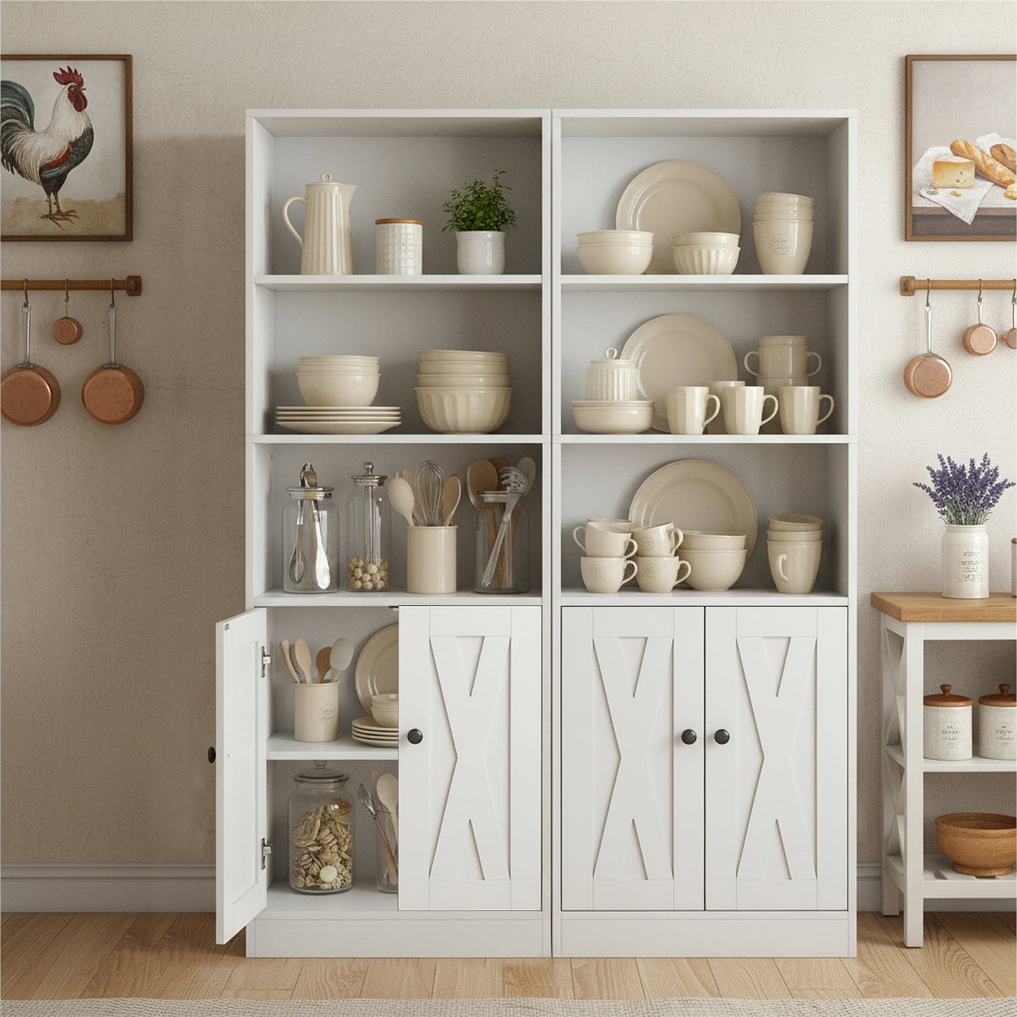 Bibliothèque avec Portes, vitrine pour Salon, Buffet pour Cuisine, 60 × 30 × 151 cm, 1 pièc