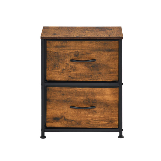 Table de chevet avec 2 tiroirs en tissu, meuble d'appoint style industriel, 40 x 30 x 51 cm, marron