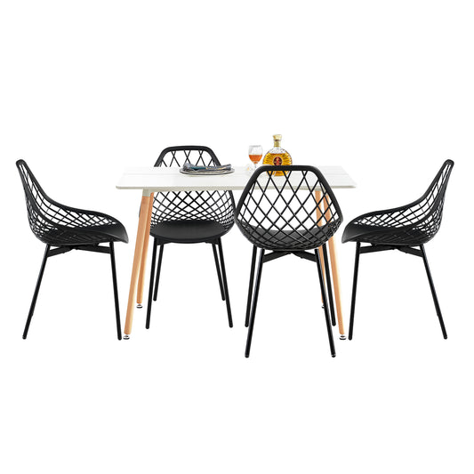 Lot de 4 Chaises de Salle à Manger, Chaise Scandinave avec Pieds en Métal, Chaise Cuisine Chaise Salon Chaise de Salon, Facile à Installer, Noir