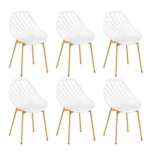 Chaise Salle a Manger Lot de 6, Chaise Scandinave avec Pieds en Métal, Chaise Cuisine Chaise Salon Chaise de Salon, Facile à Installer, Blanc