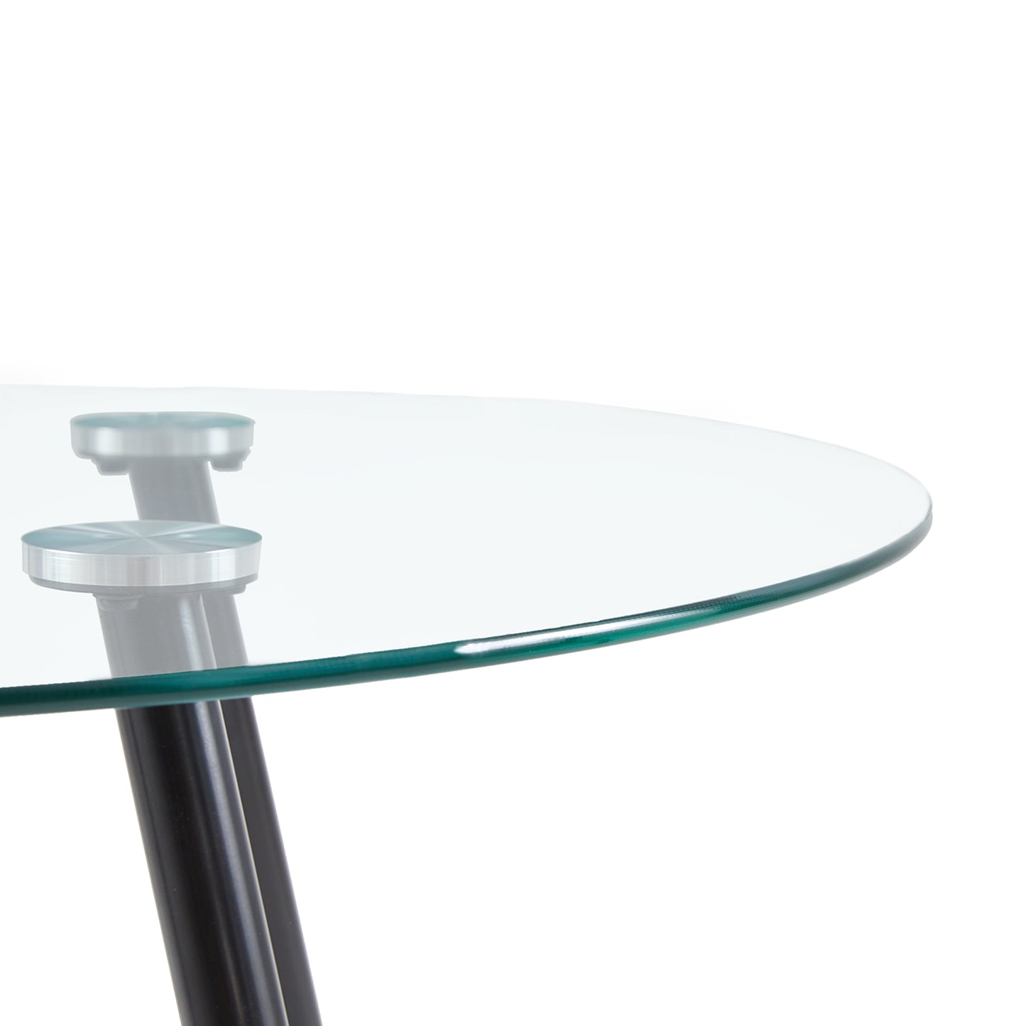 Table à Manger Transparente pour 2 à 4 Personnes - 80 x 80 x 73 cm -pieds en métal noir-Style Scandinave