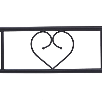 Lit Adulte 140x190 cm Tête de lit en Forme de Coeur Design，lit double noir