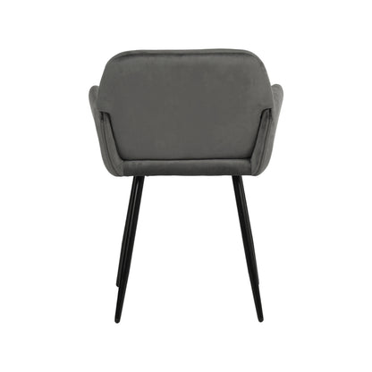 1x Chaises de Salle à Manger Scandinaves Rembourrées avec Accoudoirs Velours Chaises de Cuisine Pieds en Métal Ergonomique , Gris