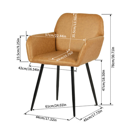 1x Chaises de Salle à Manger Scandinaves Rembourrées avec Accoudoirs Velours Chaises de Cuisine Pieds en Métal Ergonomique , Marron