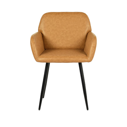 1x Chaises de Salle à Manger Scandinaves Rembourrées avec Accoudoirs Velours Chaises de Cuisine Pieds en Métal Ergonomique , Marron