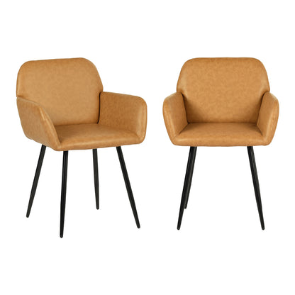 2x Chaises de Salle à Manger Scandinaves Rembourrées avec Accoudoirs Velours Chaises de Cuisine Pieds en Métal Ergonomique , Marron