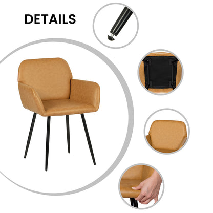 1x Chaises de Salle à Manger Scandinaves Rembourrées avec Accoudoirs Velours Chaises de Cuisine Pieds en Métal Ergonomique , Marron