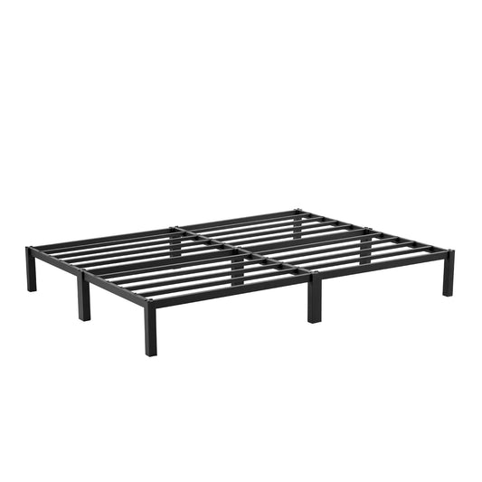 140 x 190 cm Cadre de Lit en Bloc, Metal Sommier pour 2 Personnes Adulte Lit avec Sommier - Noir