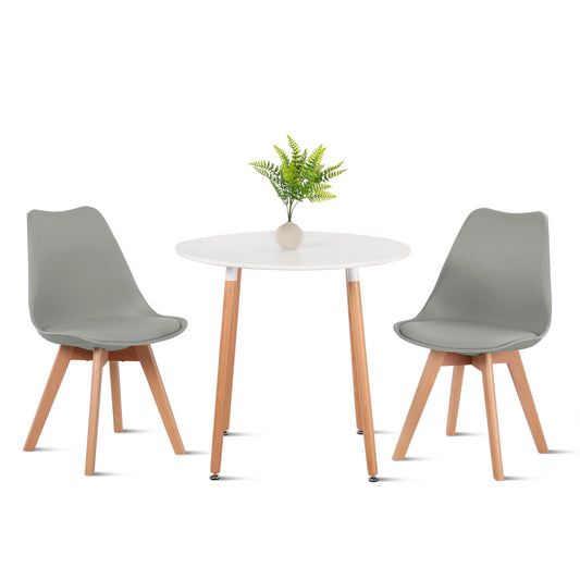 Lot de 2 Chaises design contemporain nordique scandinave - pieds en bois de hetre massif - Gris