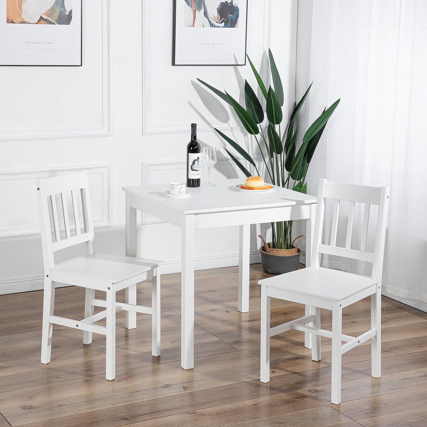 Ensemble de Table et 2 chaises pour Salle à Manger Table Cuisine Blanc
