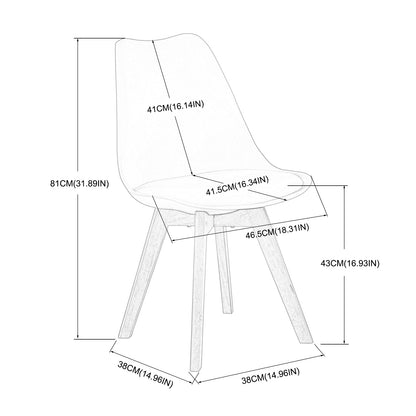2 pièce chaise de cuisine salle à manger design scandinave assise rembourrée pieds en bois de hêtre massif - blanc